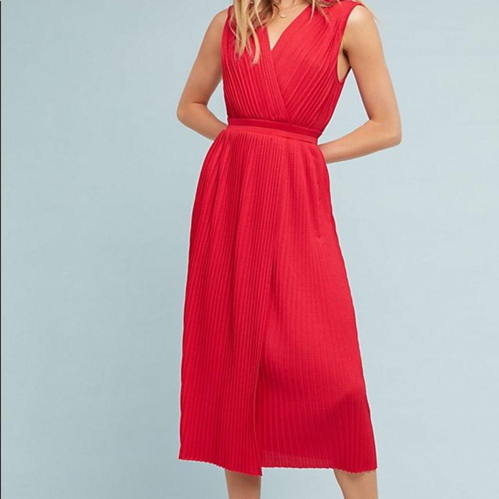 Anthropologie Tracy Reese Red pleated dress